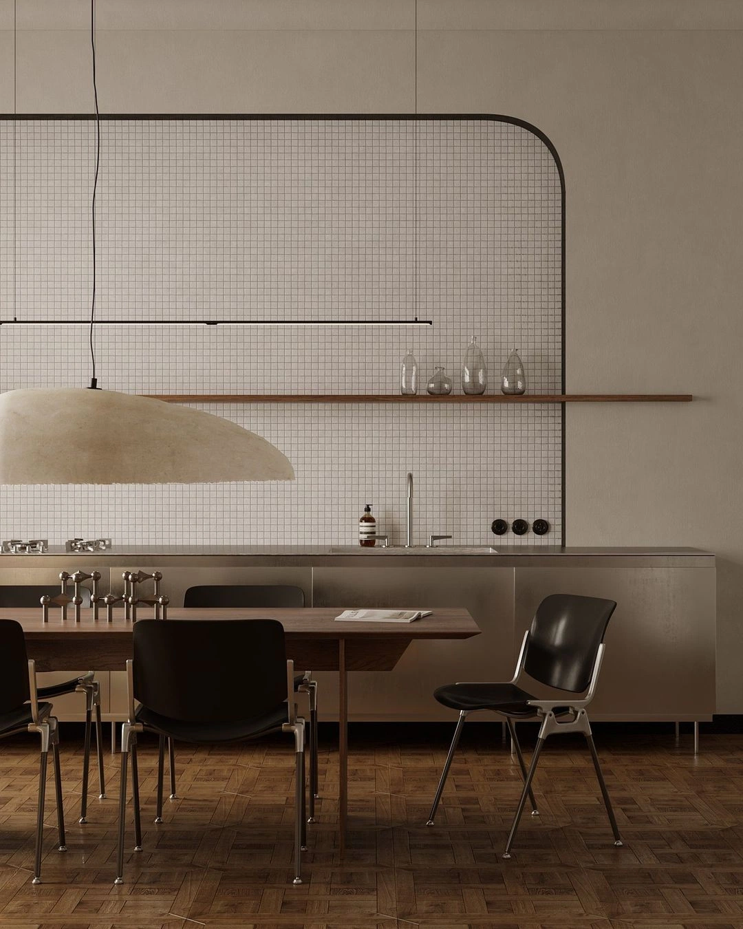 Mosaic Tile Kitchen with Dining Table