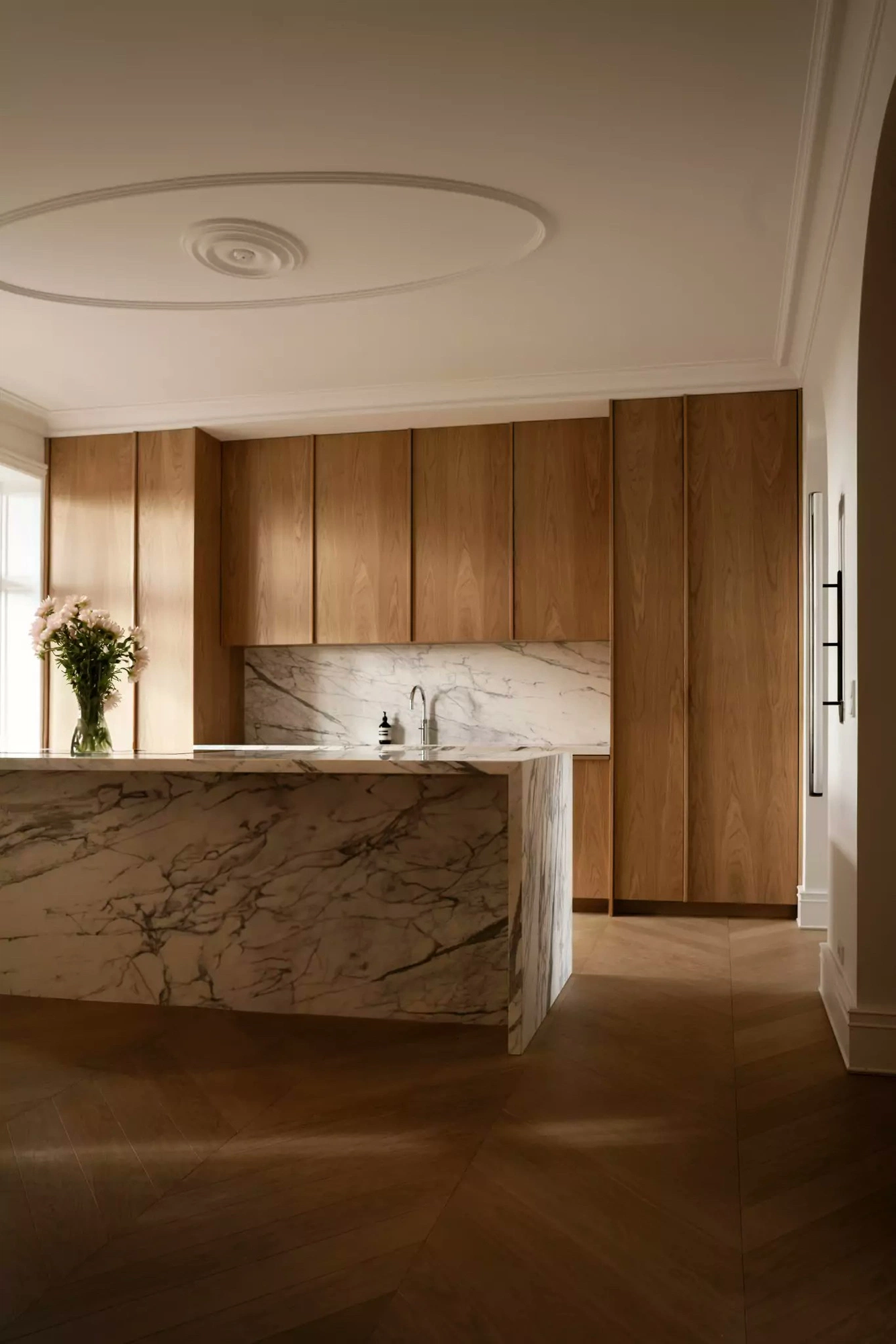 Marble Waterfall Island in a Period Home